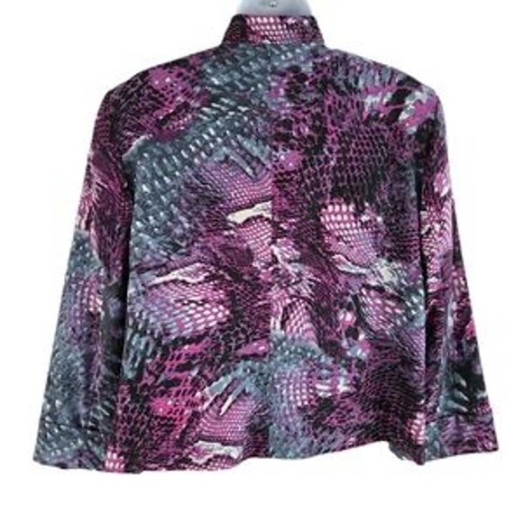 Evan Picone Open Front Jacket Snake Print Purple 10P - Picture 6 of 11